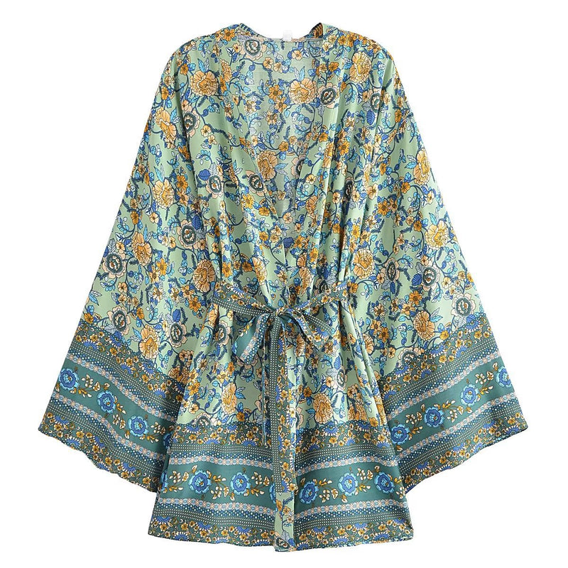 Women T-Shirt Printed Belt Coat Cardigan