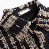 Men Long Sleeved T Shirt Stripe Thickening Shirt Coarse Flower Color-Contrast Check Loose Shirt Coat