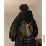 Men Hoodie Hooded Sweater Men's Spring Retro Baggy Coat