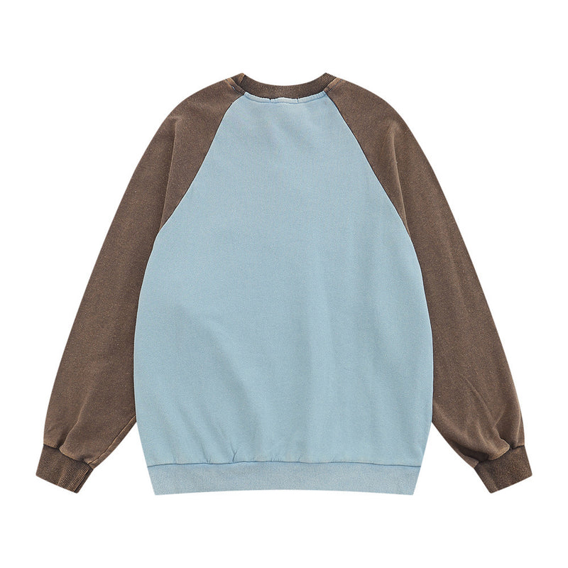 Men Hoodie Raglan Sleeve Pullover Sweater Boys Letter Print round Neck Loose Top