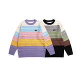 Unisex Sweatshirt Autumn Colorful Striped Hollow Top