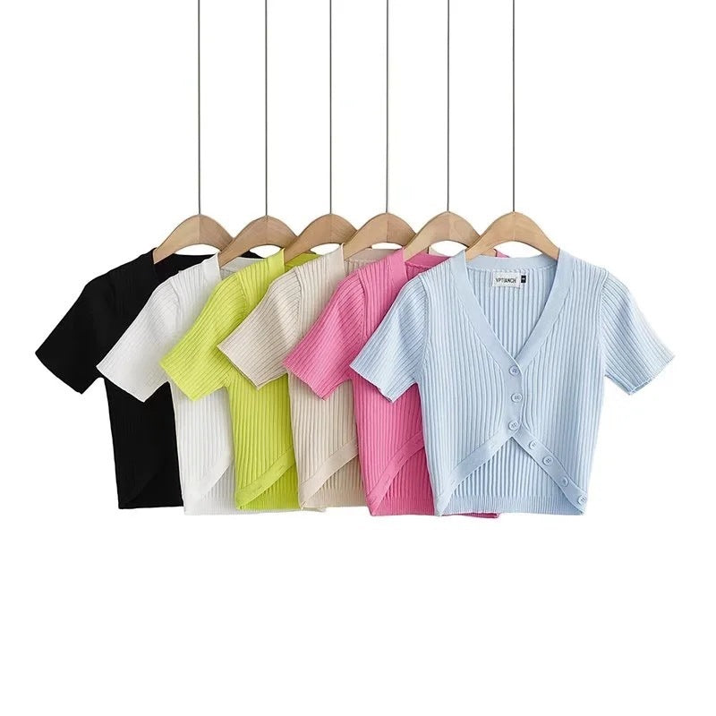 Women T-Shirt Knitwear Top Women's Summer Short Sleeve