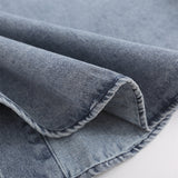 Men Long Sleeve T Shirt Washed and Worn Denim Shirt Jacket Spring and Autumn Men's Embroidery Loose Long Sleeve Shirt