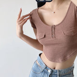 Women T-Shirt Short Sleeve Tight T-shirt Top