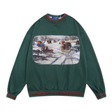 Men Hoodie Spring and Autumn Loose round Neck Sweater Men's Casual Long Sleeve Printed