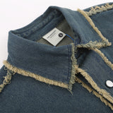 Men Long Sleeve T Shirt Paste Cloth Embroidery Denim Shirt Jacket Men's Spring and Autumn Long Sleeve Shirt