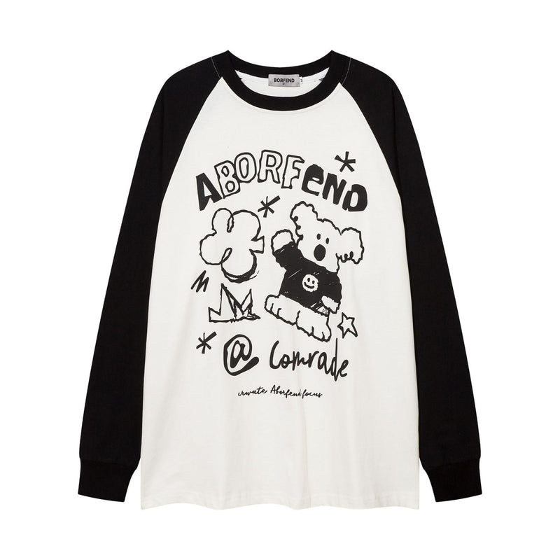Men Long Sleeve Shirt Stitching Raglan Sleeve Long Sleeve T-shirt Men and Women Couple Idle Style