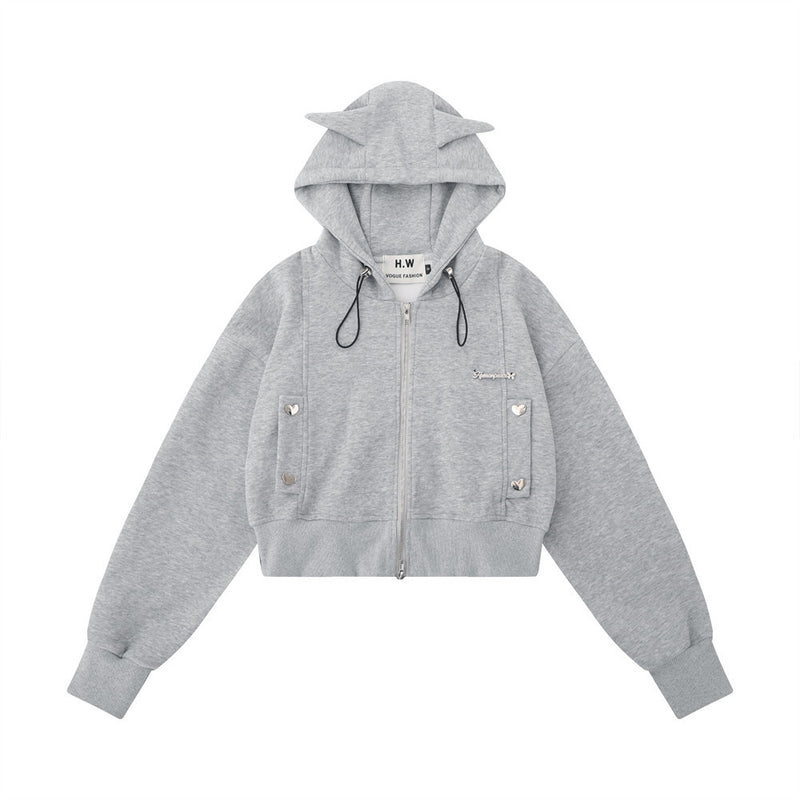 Women Hoodie Hooded Short Sweater Women's Casual Sports Autumn