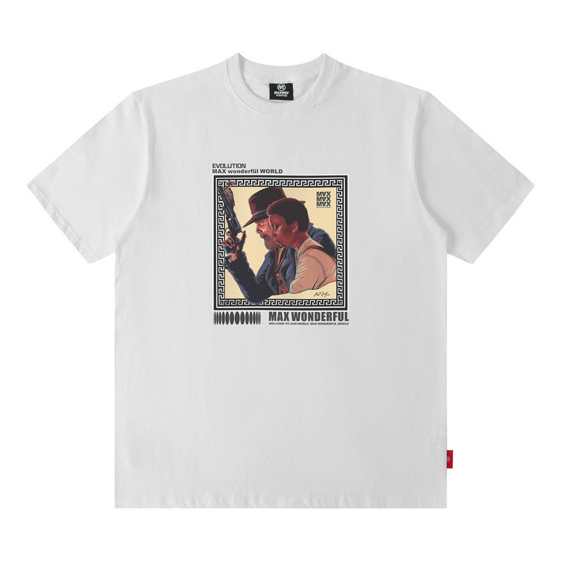 Men's T Shirt Printed Short-Sleeved T-shirt Men's and Women's Vibe Style Loose