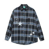 Men Long Sleeved T Shirt Long Sleeve Shirt Spring and Autumn Letter Five-Pointed Star Print Loose Casual Shirt