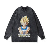 Men Long Sleeve Shirt Dark Printed Washed Distressed Long Sleeve T-shirt Men Hip Hop