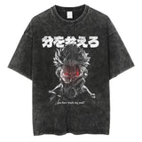 Hip Hop Streetwear Japanese Anime Graphic T Shirt Washed