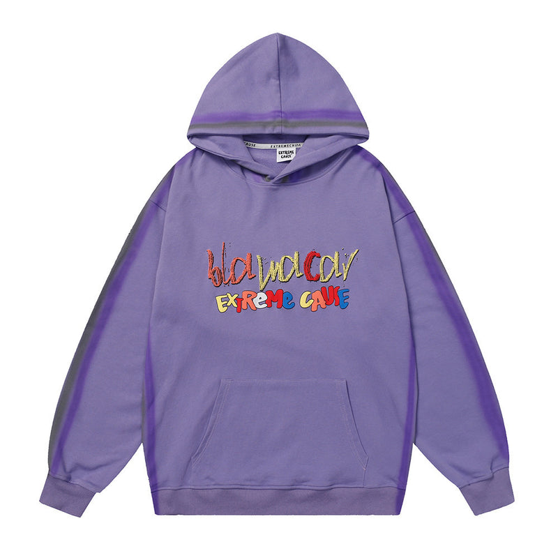 Men Hoodie Outline Inkjet Graffiti Letters Printed Hoodie