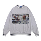 Men Hoodie Spring and Autumn Loose round Neck Sweater Men's Casual Long Sleeve Printed