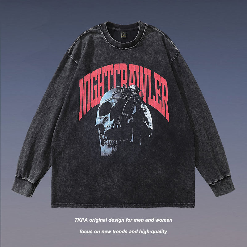 Men Long Sleeve Shirt Distressed Long Sleeve T-shirt Men and Women Oversize Casual Couple's Tops
