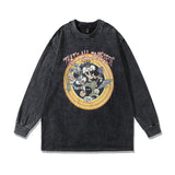 Men Long Sleeve Shirt Printed Washed and Worn Long Sleeve T-shirt for Men and Women