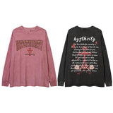 Men Long Sleeve Shirt Dark Print Distressed Bottoming Long Sleeve T-shirt Men and Women