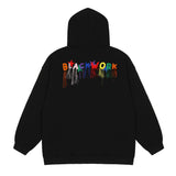 Men Fleece Lined Hoodie High Street Hooded Sweaters Menswear Ins Loose Casual Five-Pointed Star Embroidery