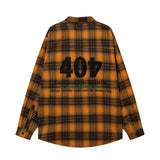 Men Long Sleeved T Shirt Plaid Shirt Digital Printing Letter Long Sleeve Top Loose Casual Shirt
