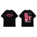 Men T Shirt Rabbit Print Sweet Cool Couple T-shirt Retro College Style Short Sleeve T-shirt
