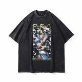 Men T Shirt Printed High Street Style Distressed Short Sleeve T-shirt Men's Loose