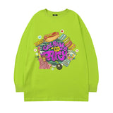 Men Long Sleeve Shirt Cartoon Pattern Printed Long Sleeve T-shirt Men and Women Couple Hip Hop