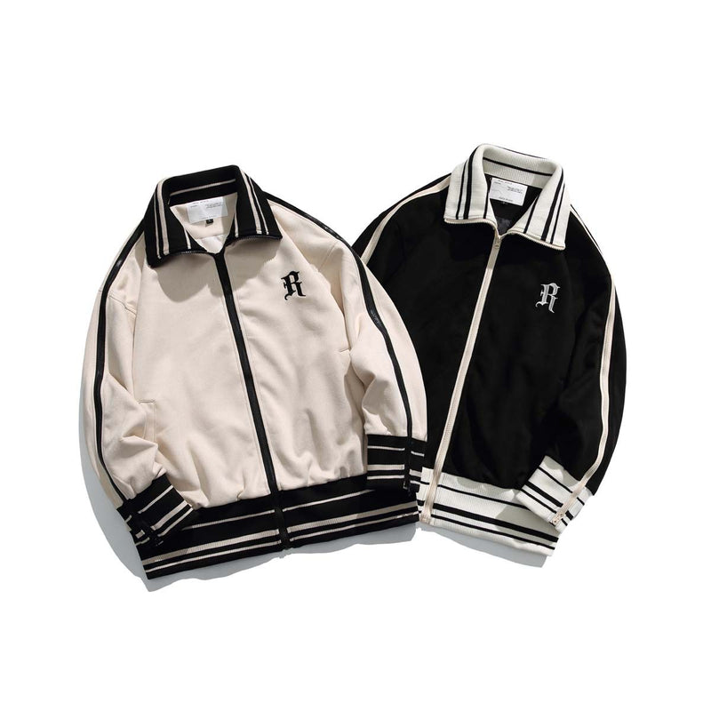Unisex Jacket Autumn Retro Contrast Color Coat Women's Clothing