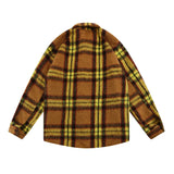 Men Long Sleeved T Shirt Embroidered Letters Colorblock Check Shirt Men's Ins Loose