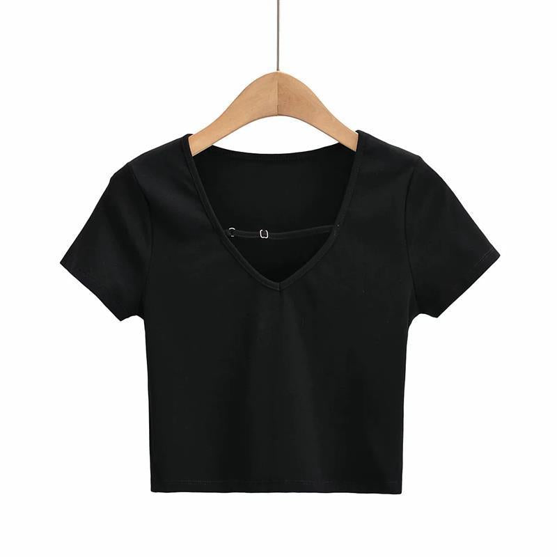 Women T-Shirt Summer V-neck Short Sleeve T-shirt Top
