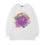 Men Long Sleeve Shirt Cartoon Pattern Printed Long Sleeve T-shirt Men and Women Couple Hip Hop