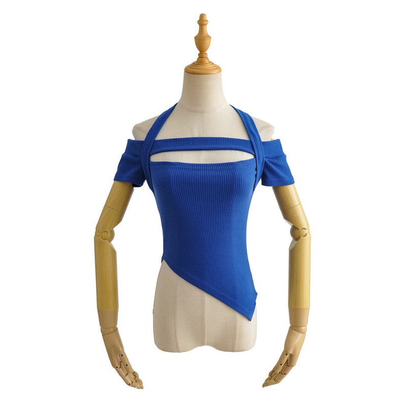 Women T-Shirt Short Sleeve Halterneck T-shirt Top