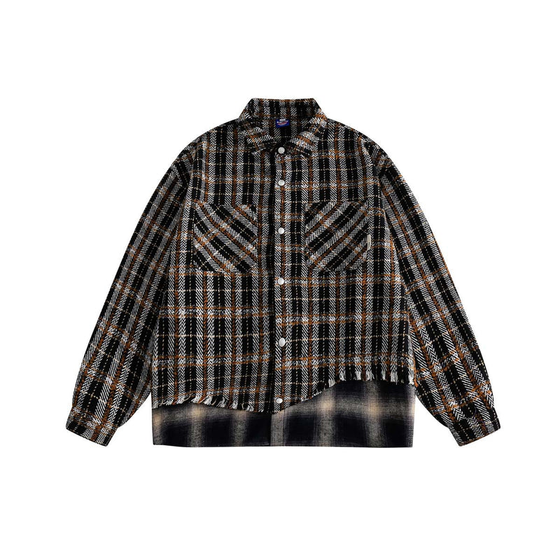 Unisex Jacket Autumn Contrast Color Striped Shirt Coat Women's Clothing