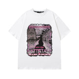 Men T Shirt Hiphop Street Retro Printed Couple Short Sleeve T-shirt Men and Women