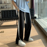 Men Sweatpants Men's Summer Vertical Stripes Apricot Casual Pants