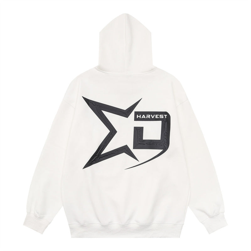 Men Hoodie Letter Personality Printed Hoodie Men's Vibe Loose Pullover Hoodie