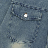 Men Denim Jacket Denim Jacket Men's Spring and Autumn Washed-out Vintage Loose Lapels Jacket