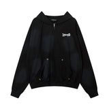 Unisex Vintage Hoodie Washed Zip Cardigan Hooded