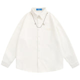 Men Long Sleeved T Shirt Simple Style Long Sleeve Shirt Men's Ins Loose Lapels Shirt Fashion