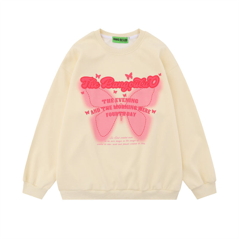 Men Hoodie Crew Neck Sweater Men Vibe Spring and Autumn Leisure Long Sleeve Loose
