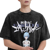 EVANGELIO Vintage Washed T-Shirt Male Anime Ayanamied