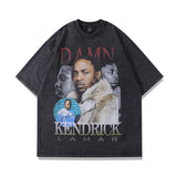 Men T Shirt Hip Hop Retro Rap Print Distressed Short Sleeve T-shirt for Men and Women