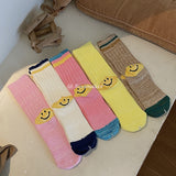 Kapital Sock Hitian Hehong Thick Thread Smiley Face Socks Autumn and Winter Celebrity Thick Knitted Socks Mid-Calf Knitted Wool