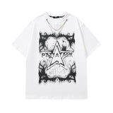 Men's T Shirt Five-Pointed Star Printed Short-Sleeved T-shirt Men's and Women's Hiphop