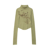 Women Long Sleeve T-Shirt Long Sleeve T-shirt Girls Spring and Autumn Printed Short