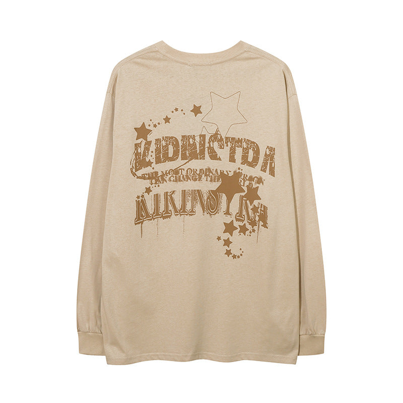Men Long Sleeve Shirt Dark Series Graffiti Printing Upper Clothes Long Sleeves T-shirt Men and Women