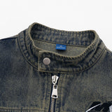 Men Fleece Lined Hoodie Spring and Autumn Denim Jacket Men Vibe Washed and Worn Denim Jacket