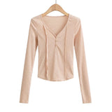 Women T-Shirt T-shirt Bottoming Shirt Spring Long Sleeves Inner Wear Short