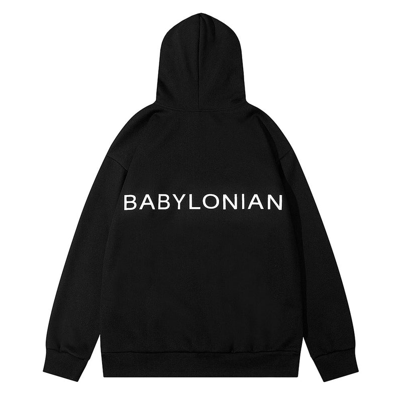 Men Hoodie Autumn and Winter Simple Letter Printing Hooded Pullover
