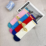 Kapital Sock Hitian Hehong Heel Smiley Face Socks Ins Trendy Street Mid-Calf Autumn and Winter Wool Thick Thread Knitted Socks