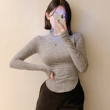 Women's Long Sleeve Shirt Bottoming Shirt Women's Autumn and Winter Pure Desire Top
